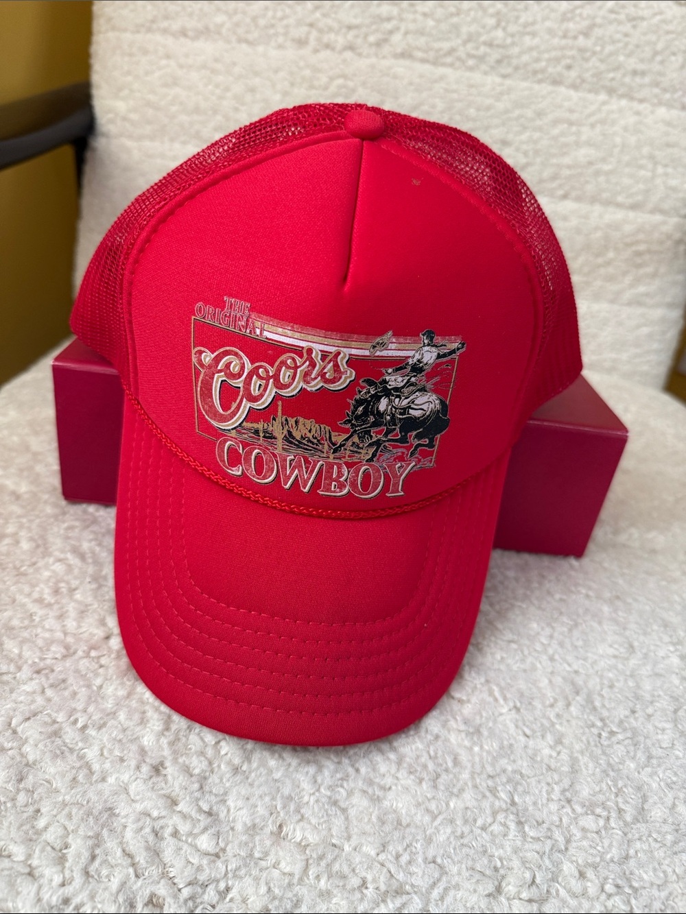 ⁠Otto World Famous Red Cowboys & Tequila Western Foam ⁠Trucker Hat Rope Trim